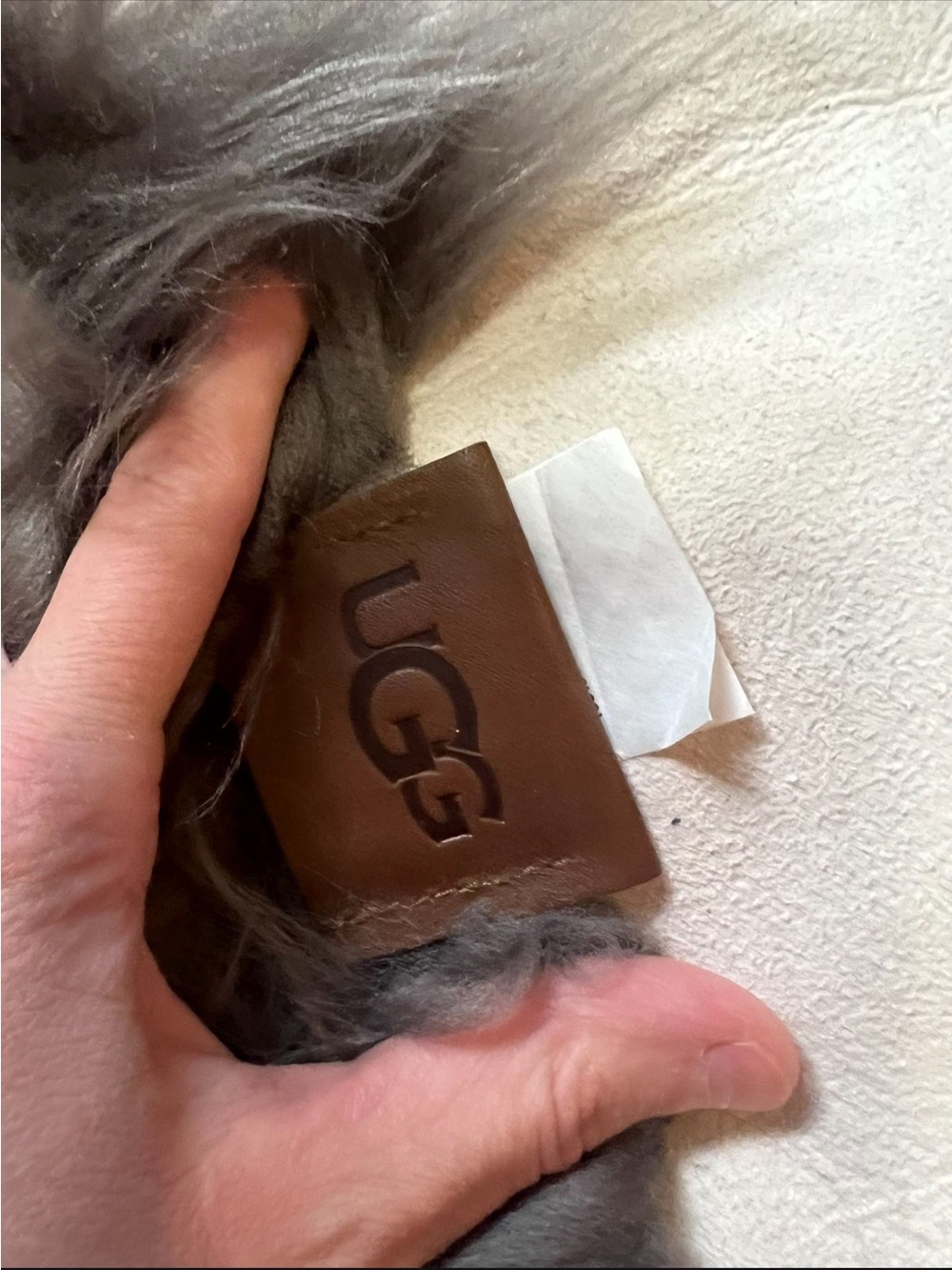 UGG Dark Gray Long Wool Sheepskin Rug - Picture 4 of 8